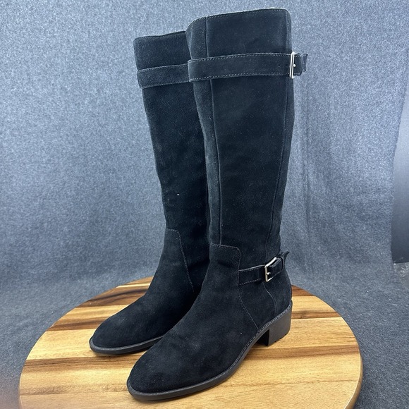 Cole Haan Women's 7B Black Suede Leather Putnam Weatherproof Knee Boot Riding - Picture 4 of 10